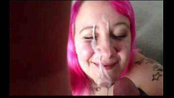 Tia gets her Face covered in a huge Cumshot