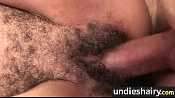 Hairy pussy babe gets big cock blowjob and fuck 7
