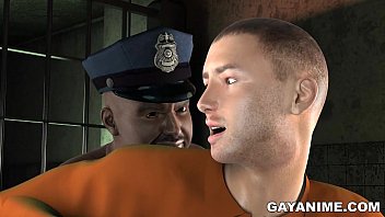 Prigioniero dei cartoni animati 3D viene scopato nel culo da un poliziotto nero grassoccio