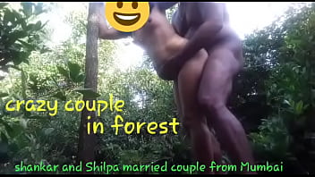 Crazy couple in forest