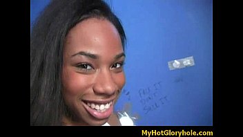 Black girl sucking their first white cock in Gloryhole 25