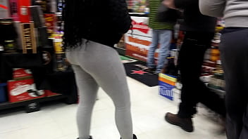 Ebony shorty getting booze in Baltimore l. store