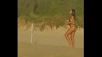 Beautiful girls playing beach volley