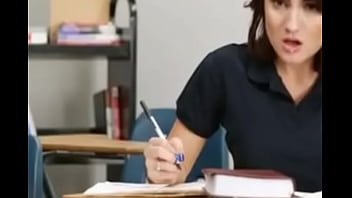Hot-sexy beautiful girl crazy for teacher dick during study