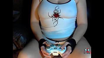 Spanish girl gets horny playing console