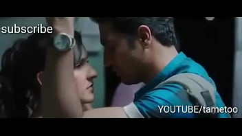 Indian boy and girl kissing in the morning Mumbai local train first time