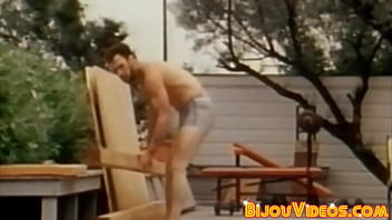 Bearded vintage homo strokes while his butt buddies blow