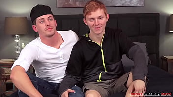 Ginger twink and straight hunk rimjob and bareback anal