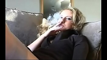 Jaw dropping sweetheart teasing with a cigarette in her throat
