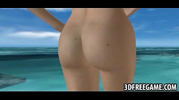 Hot naked 3D beach whores pose for the camera