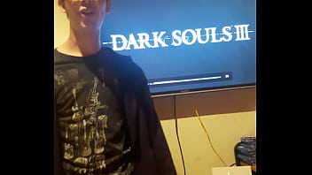 Horny otaku boy gets excited about playing dark souls