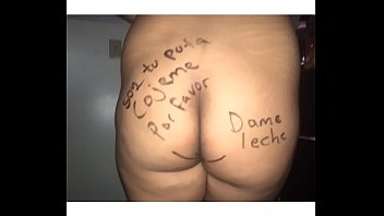 Writing dirty thing on her ass Latina wife