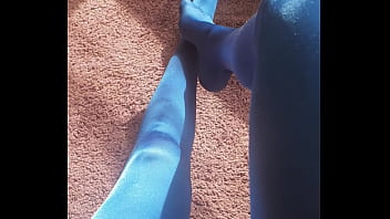 Blue pantyhose show