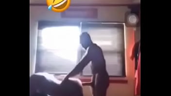 African guy bangs on his girl roughly,After eating pizza