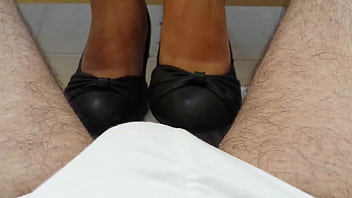 foot job with small feet in heels on cock