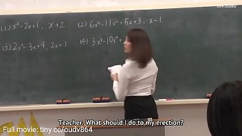 Beautiful teacher teaches students how to have sex