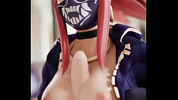 Akali masturbating with her tits league of legends