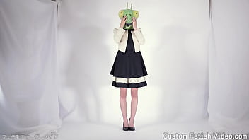 A woman wearing an insect head poses as a model