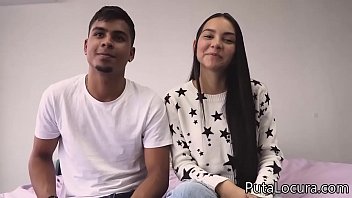 Couples: Valerin and her chocolate nipples. Colombian couple in porn casting
