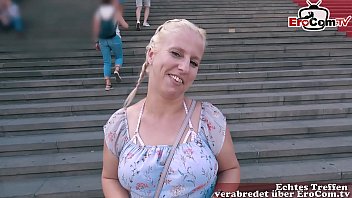 German normal girl next door have a blinddate EroCom Date with saggy tits and get pick up and fuck