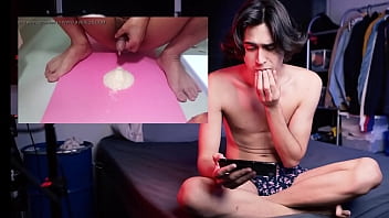 cute twink reacting to gay fetish porn part 2