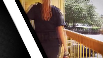 Busty MILF cop sucking and deep throating a BBC in public.