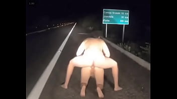 Fucking on the road outdoors.