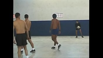 Two stupid young fair-haired volleyball players put a damper on five-a-side training and angry dudes gave those bitches a good lesson