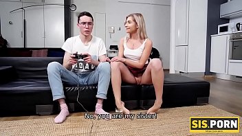 .PORN. Babe is carnal with handsome stepbrother who trades game of the year for sex