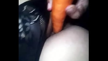 my step cousin sends me a video of how she puts a big carrot up her anus
