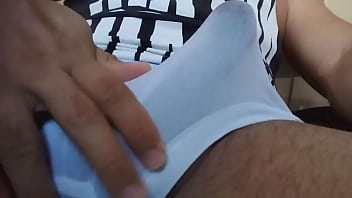 hard cock in white underwear