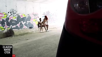 Fucking in a place between graffiti. My step cousin fucking outside