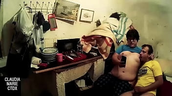 Couple records himself with the mobile while he performs oral sex on her. Fat pussy eating