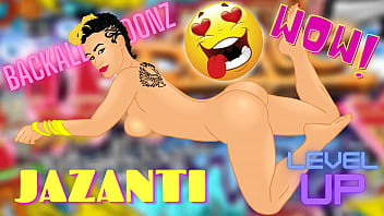Sexy Latina Jazanti Shows her tatts and her big ass for a Backalley anime cartoon