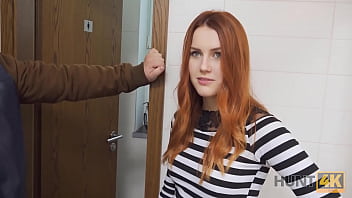 HUNT4K. For cash cuck permits hunter to fuck red-haired GF in restroom