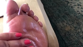 Dry feet oiled down moist and wet