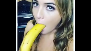 Married woman training with a banana
