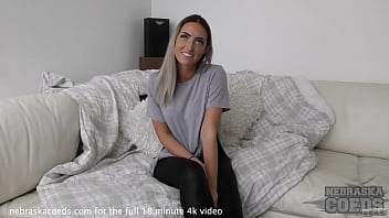 hot dirty blonde does her first time ever video on white casting couch