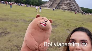 No pantys at Chichen Itza México .... i got some presents for showing my pussy and let them touch a little bit Full video on bolivianamimi.tv