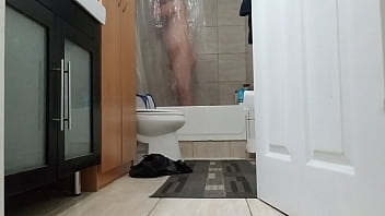 My roommate takes a shower after work