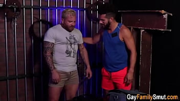 Gay stepbrothers fuck in bdsm dungeon
