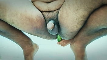 Prostate orgasm with a thick cucumber