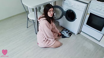 My Step Sister was NOT stuck in the washing machine and caught me when I wanted to fuck her pussy