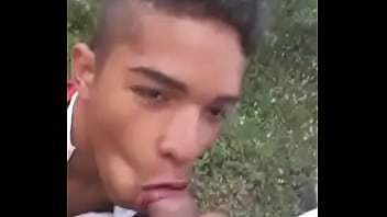 Young man taking cum in his mouth