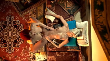Ведьмак ФУТАНАРИ, где транссексуал Трисс Меригольд трахает Цири в киску, порно видео онлайн