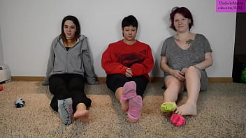 TSM - Alice, Dylan, and Rhea poses their socked and bare feet