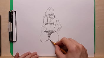 Pencil drawing sexy girl