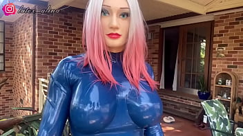 Wearing Royal Blue Latex Catsuit for the first time