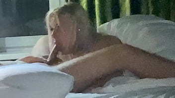 Slutty girlfriend goes to a hotel with her boyfriend's friend and sucks his cock really well