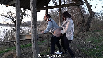 He cum from her blowjob, and then she fucked him with a strapon by the lake